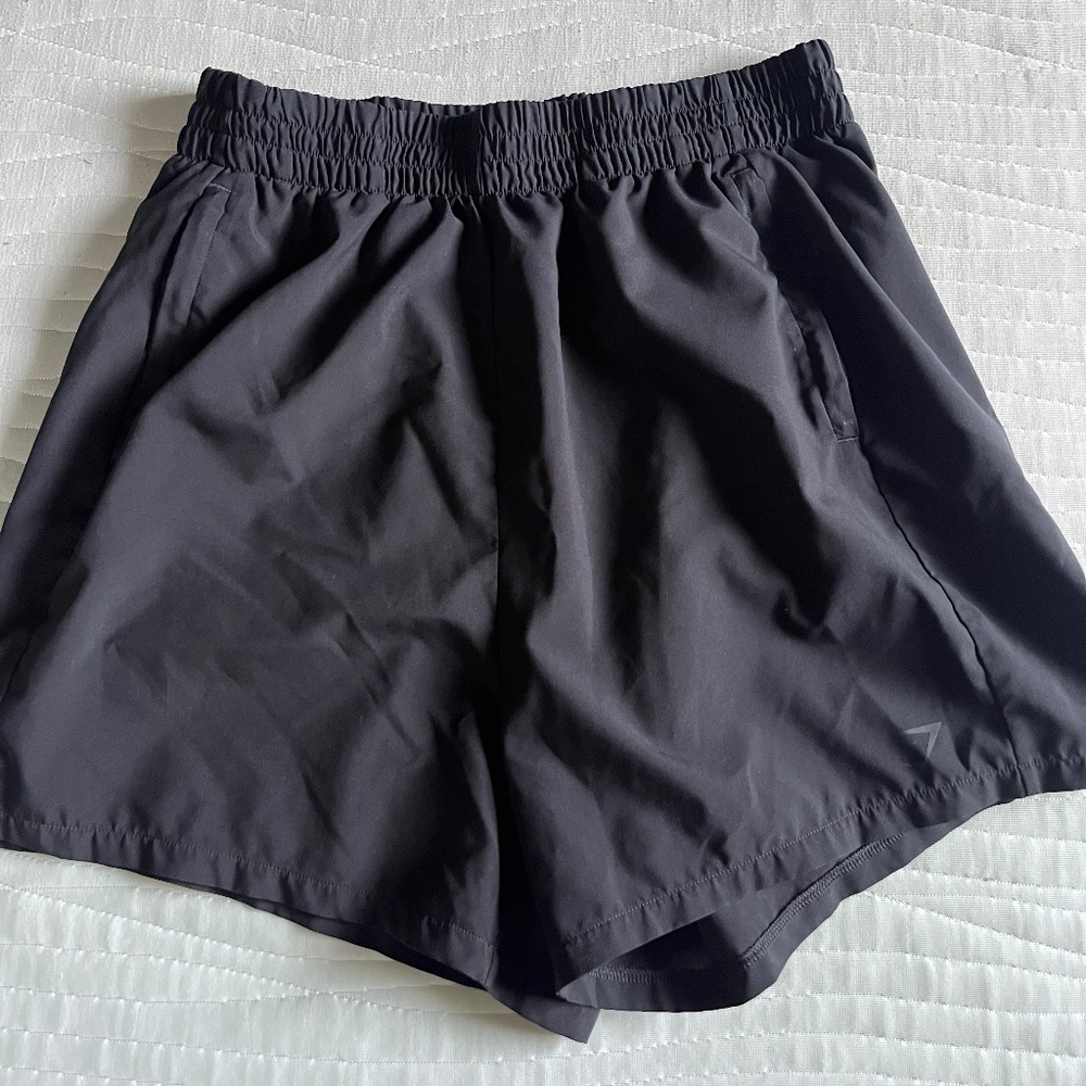 Small Gymshark Athletic Shorts with Zipper Pockets | Black